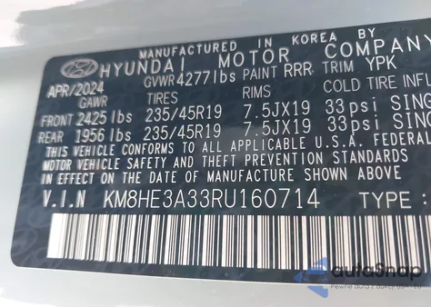 2024 Hyundai Kona Limited z USA, uszkodzony, nr VIN KM8HE3A33RU160714